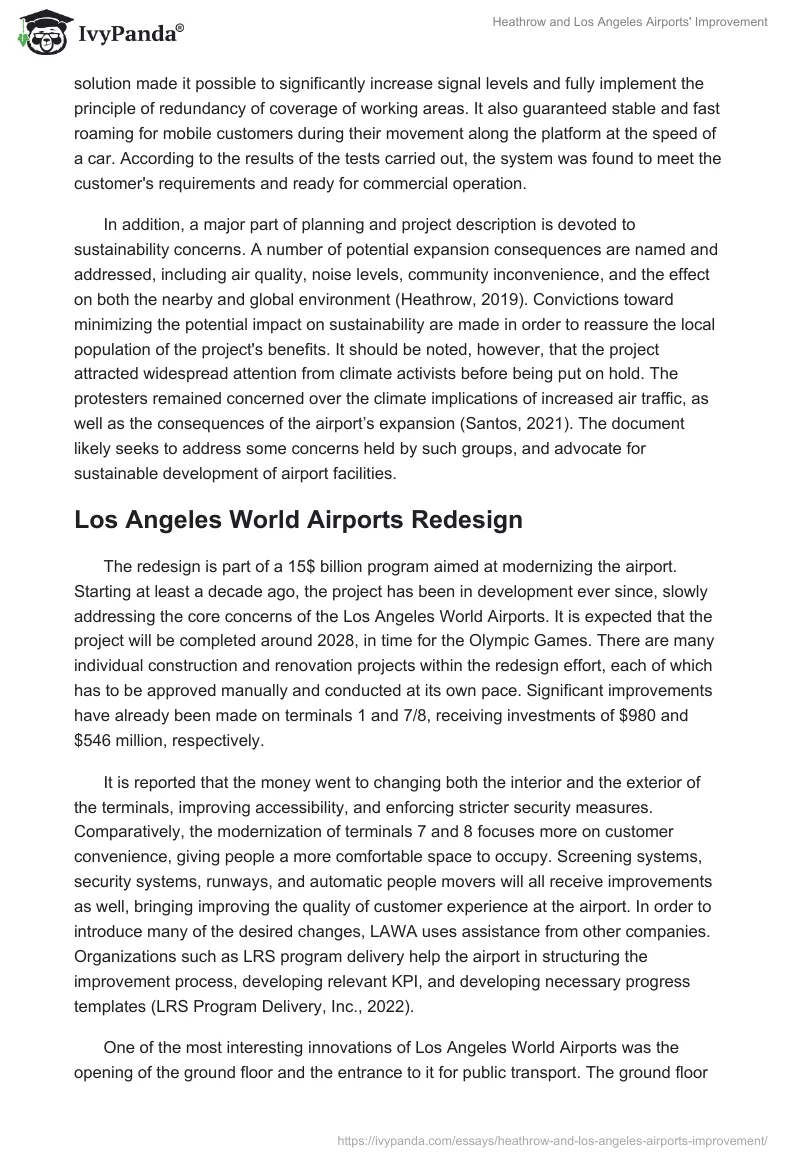 Heathrow and Los Angeles Airports' Improvement. Page 3