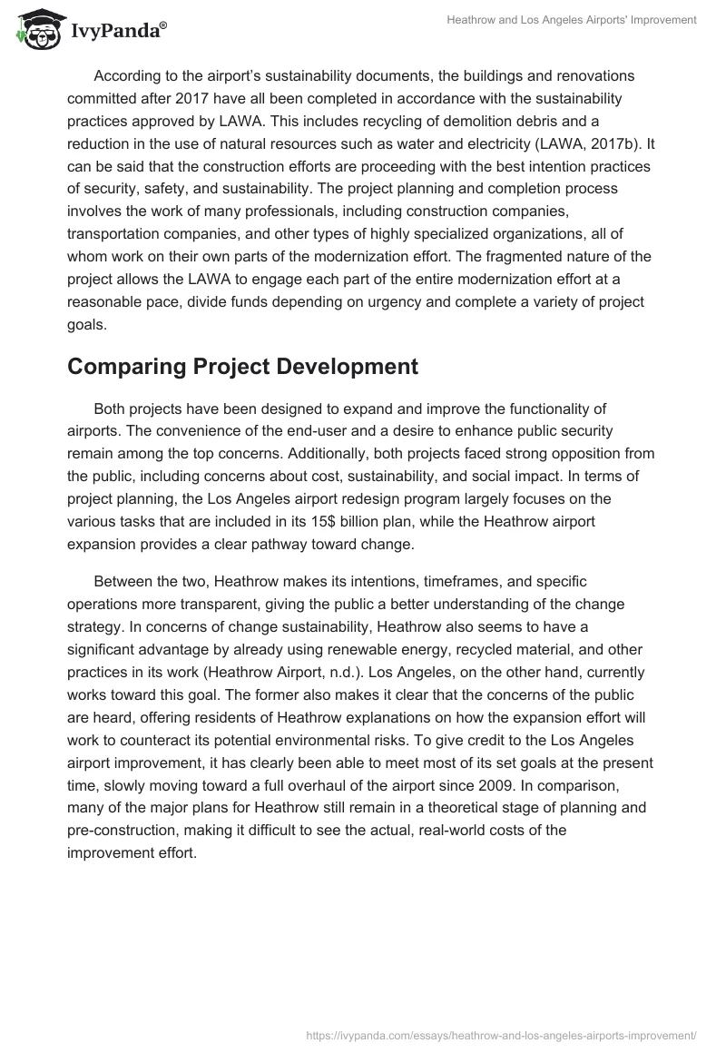 Heathrow and Los Angeles Airports' Improvement. Page 5