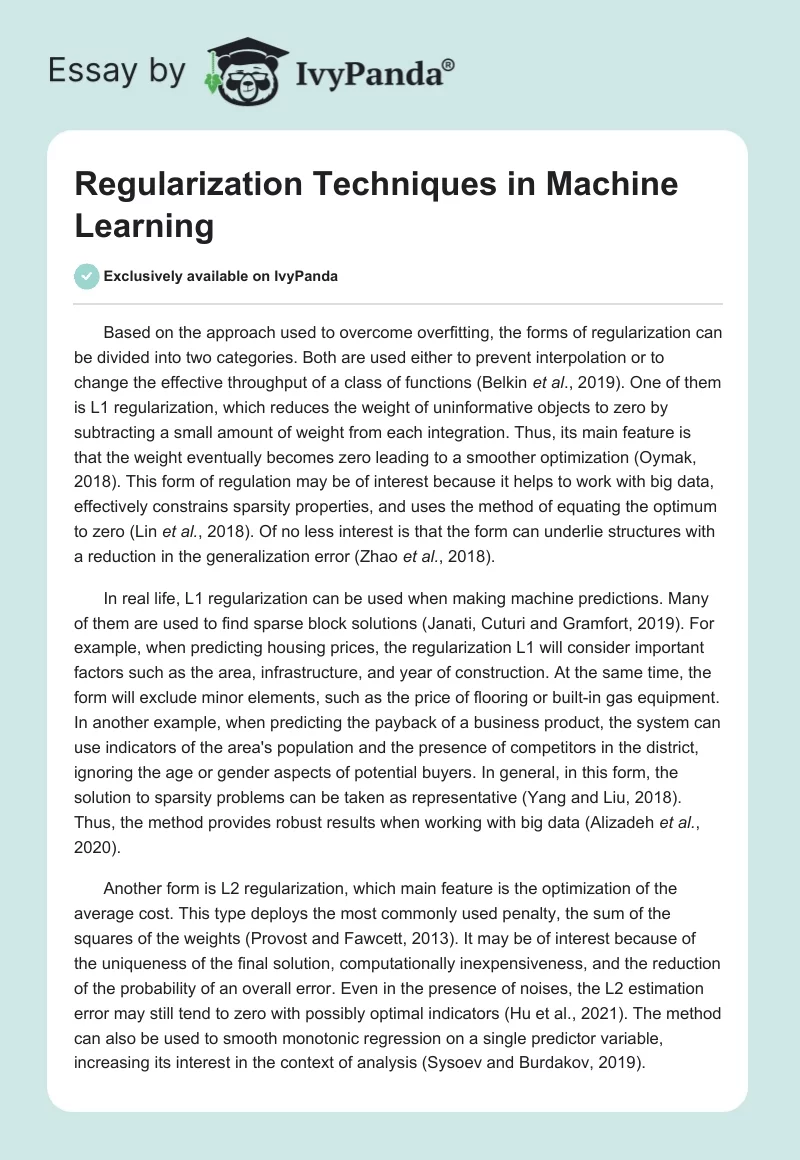 Regularization Techniques in Machine Learning. Page 1