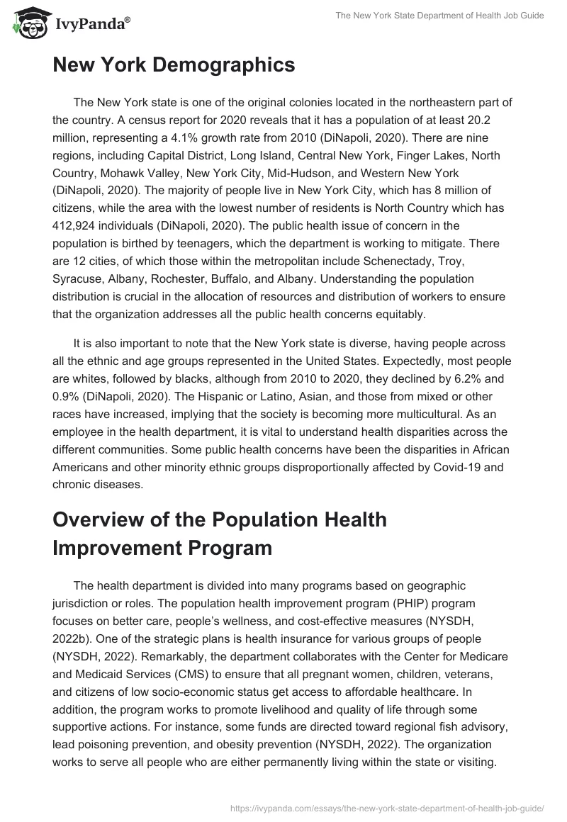 The New York State Department of Health Job Guide. Page 2