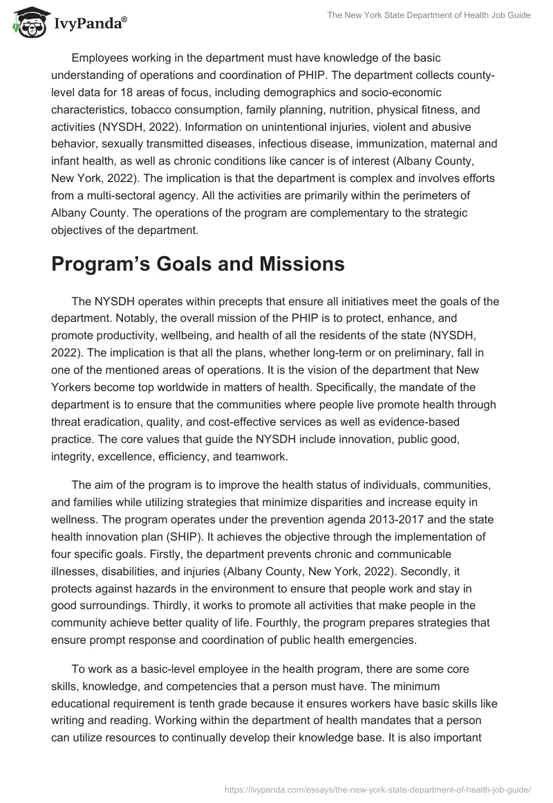 The New York State Department of Health Job Guide. Page 3