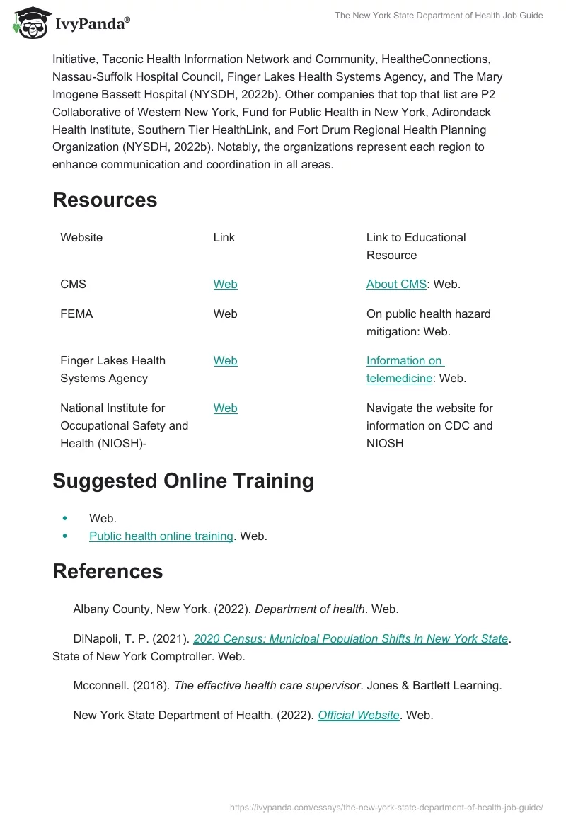 The New York State Department of Health Job Guide. Page 5
