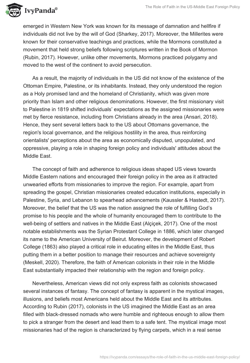 The Role of Faith in the US-Middle East Foreign Policy. Page 2