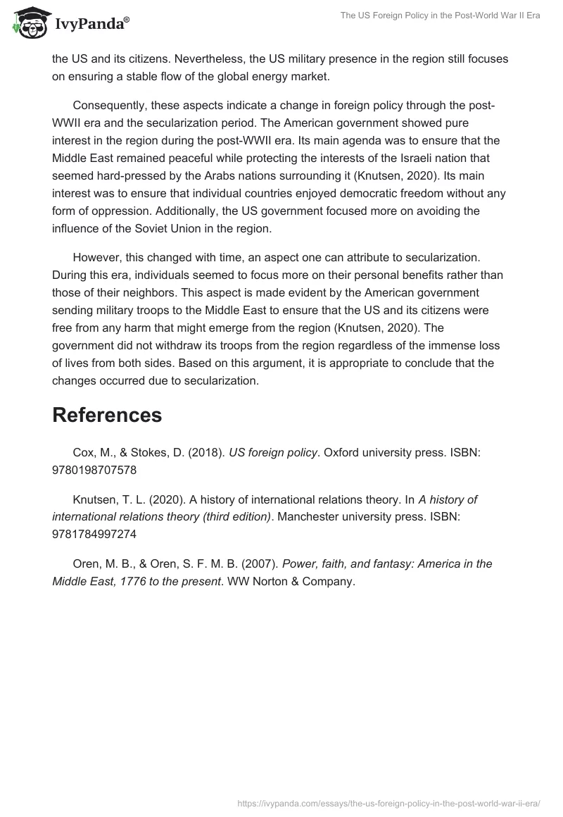 The US Foreign Policy in the Post-World War II Era. Page 2