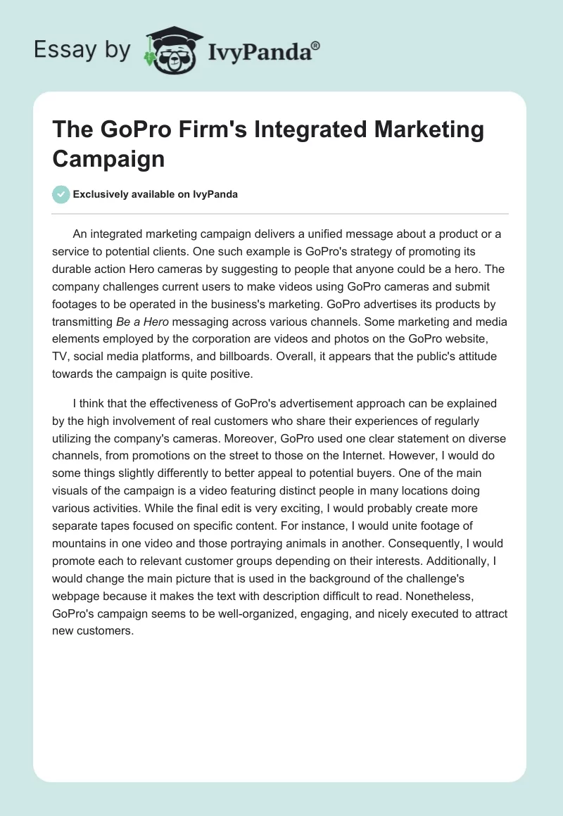 The GoPro Firm's Integrated Marketing Campaign. Page 1