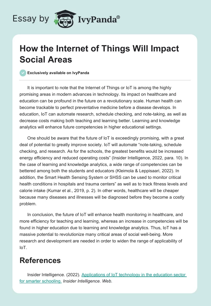How the Internet of Things Will Impact Social Areas. Page 1