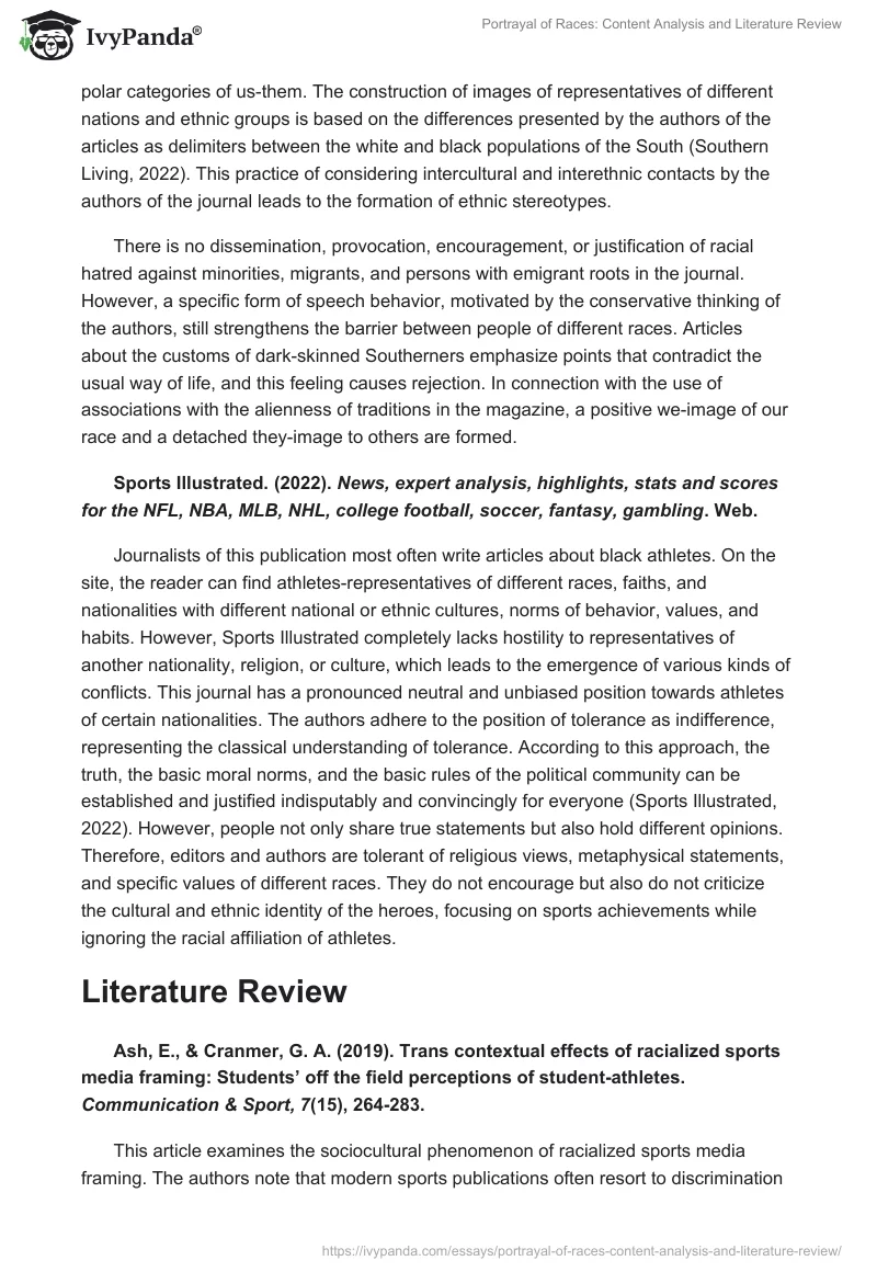 Portrayal of Races: Content Analysis and Literature Review. Page 3