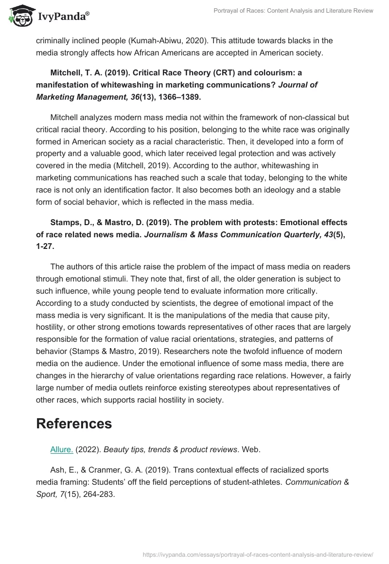 Portrayal of Races: Content Analysis and Literature Review. Page 5
