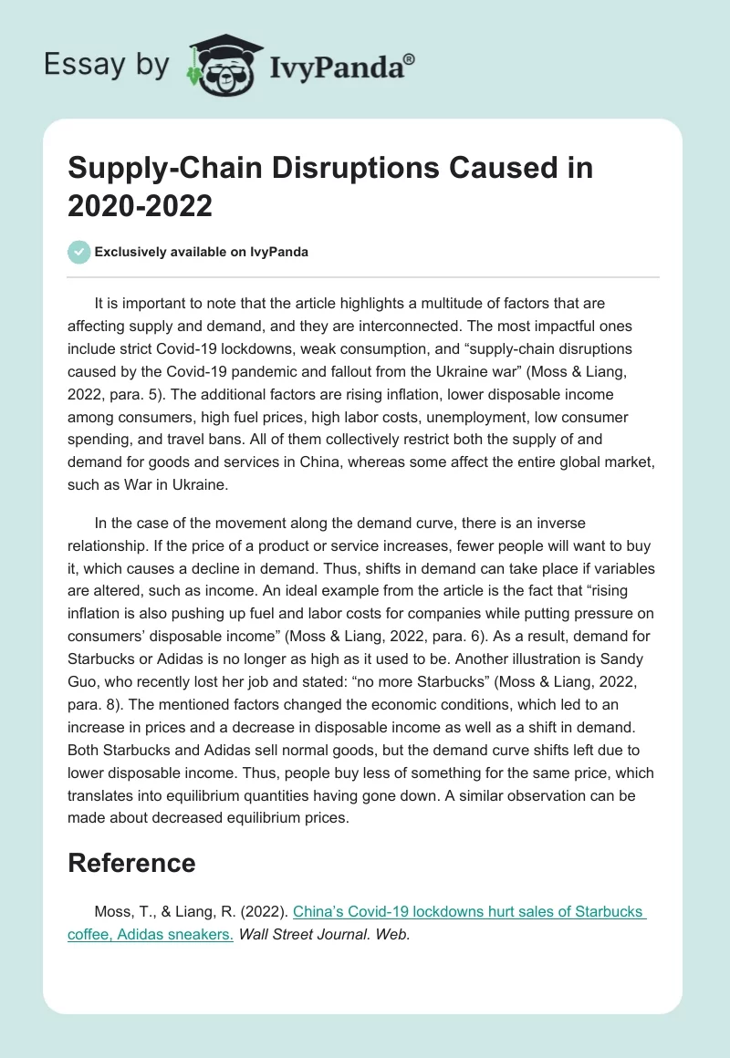 Supply-Chain Disruptions Caused in 2020-2022. Page 1