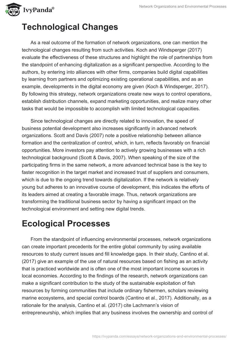 Network Organizations and Environmental Processes. Page 4