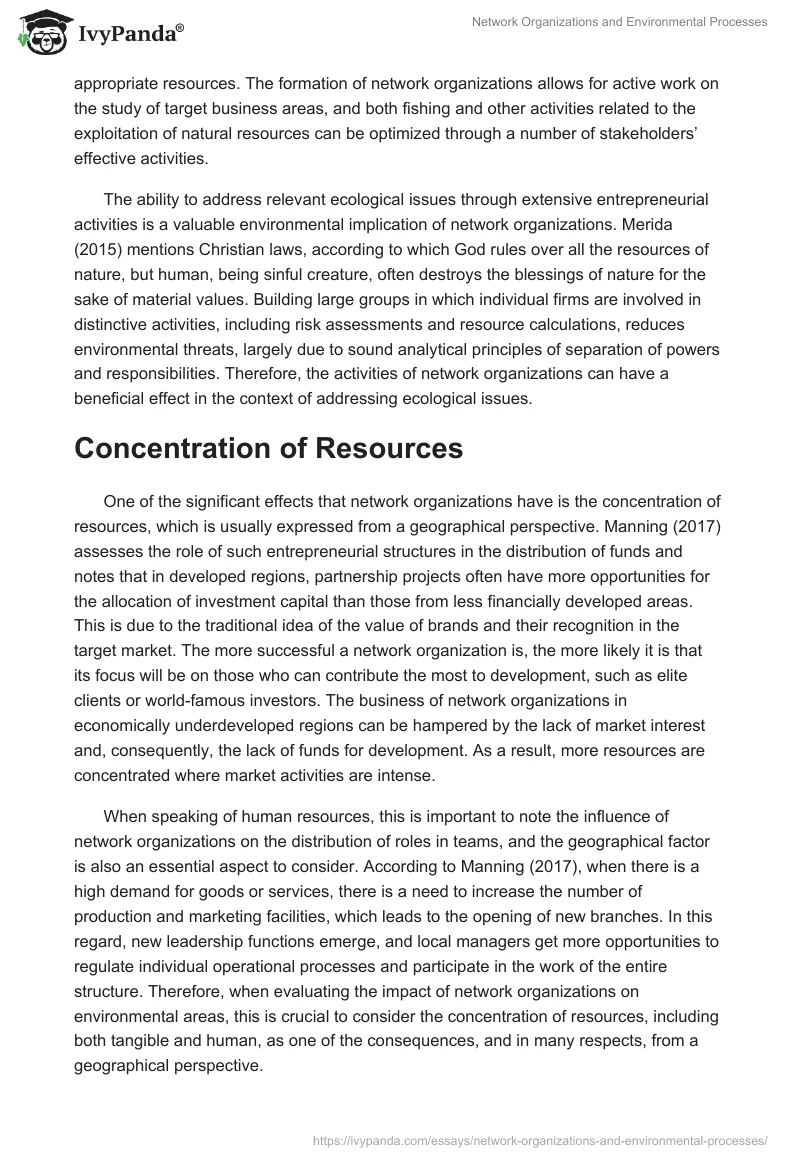 Network Organizations and Environmental Processes. Page 5