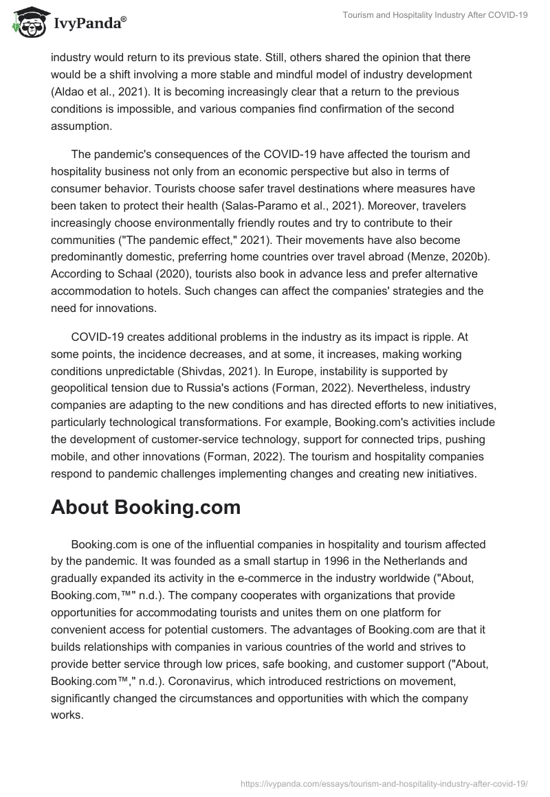 Tourism and Hospitality Industry After COVID-19. Page 2