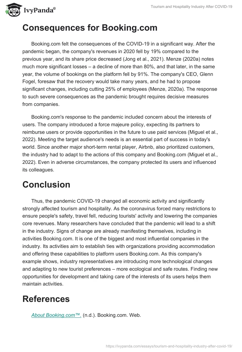 Tourism and Hospitality Industry After COVID-19. Page 3