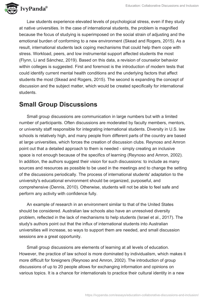 Education: Collaborative Discussions and Inclusion. Page 4