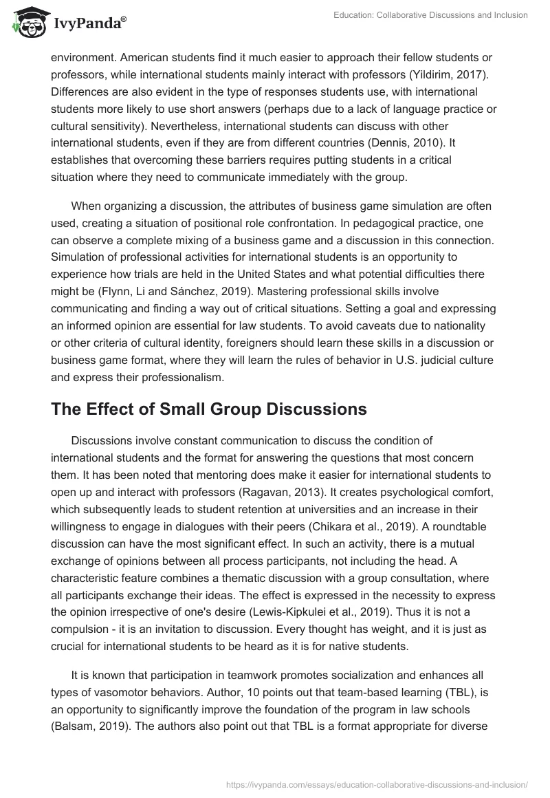 Education: Collaborative Discussions and Inclusion. Page 5