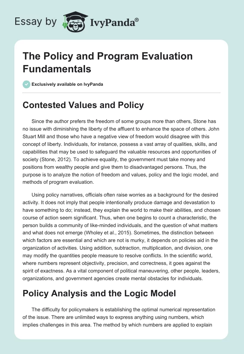 The Policy and Program Evaluation Fundamentals. Page 1