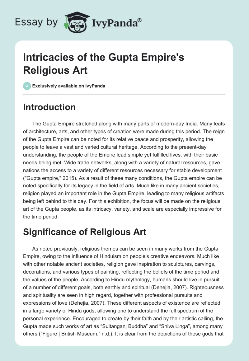 Intricacies of the Gupta Empire's Religious Art. Page 1