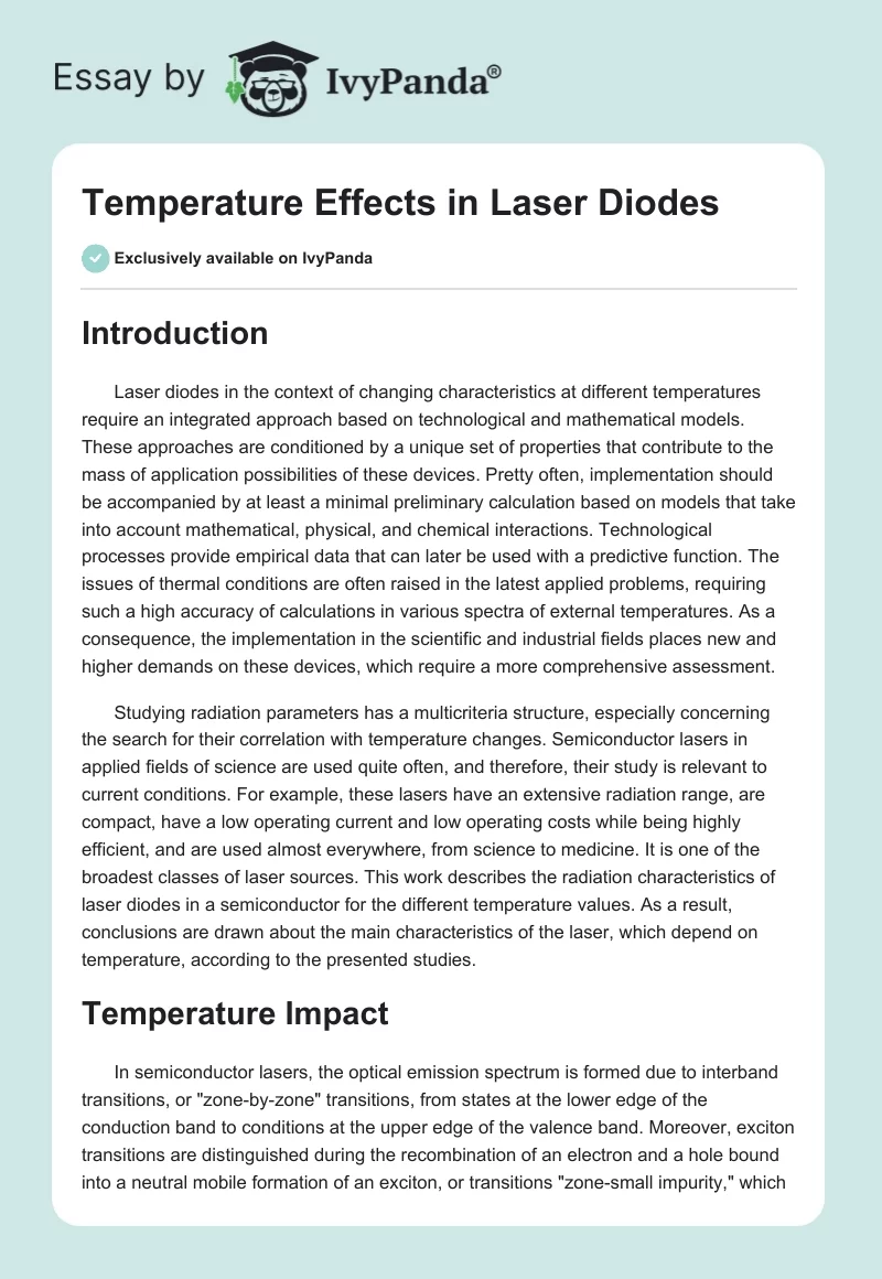 Temperature Effects in Laser Diodes. Page 1