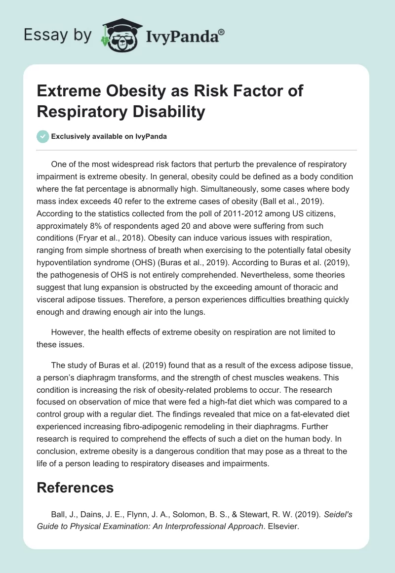 Extreme Obesity as a Risk Factor of Respiratory Disability. Page 1
