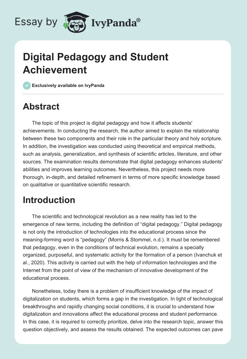 Digital Pedagogy and Student Achievement. Page 1