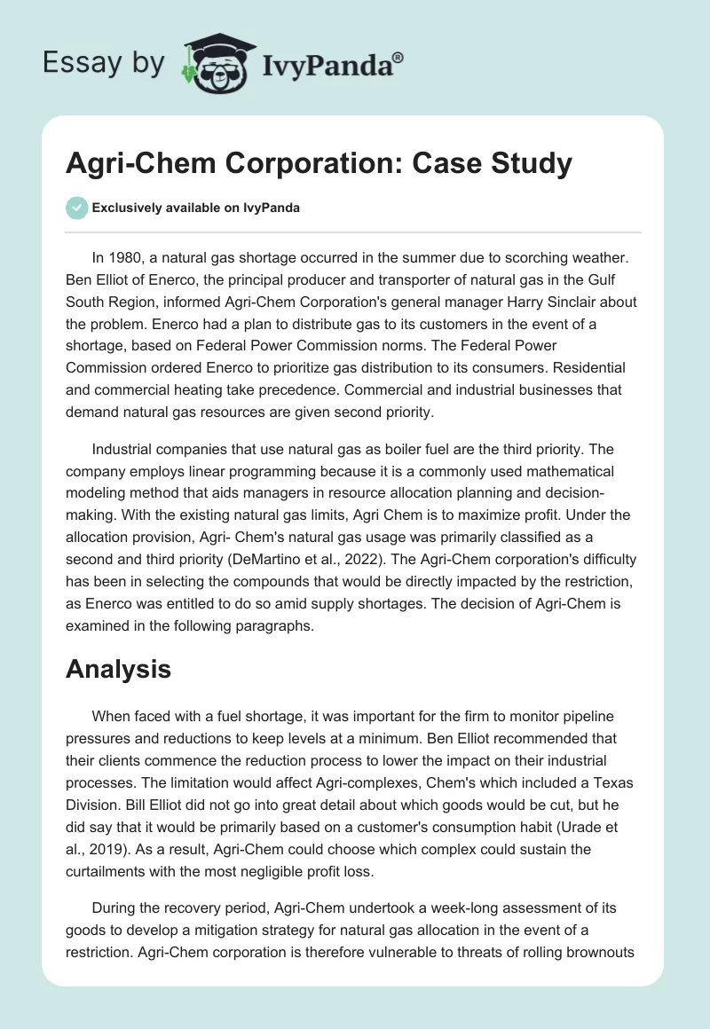 Agri-Chem Corporation: Case Study. Page 1