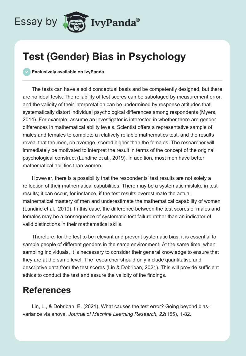 Test (Gender) Bias in Psychology. Page 1