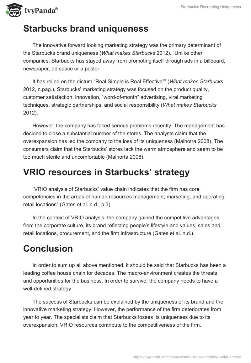Starbucks: Recreating Uniqueness. Page 2