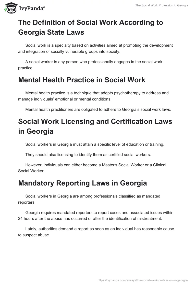 The Social Work Profession in Georgia. Page 2