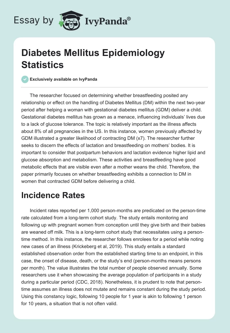 Diabetes Mellitus Epidemiology Statistics. Page 1