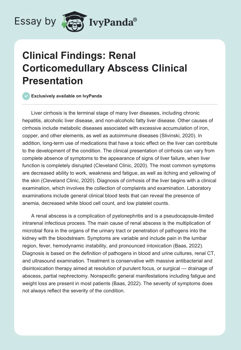 Clinical Findings: Renal Corticomedullary Abscess Clinical Presentation. Page 1