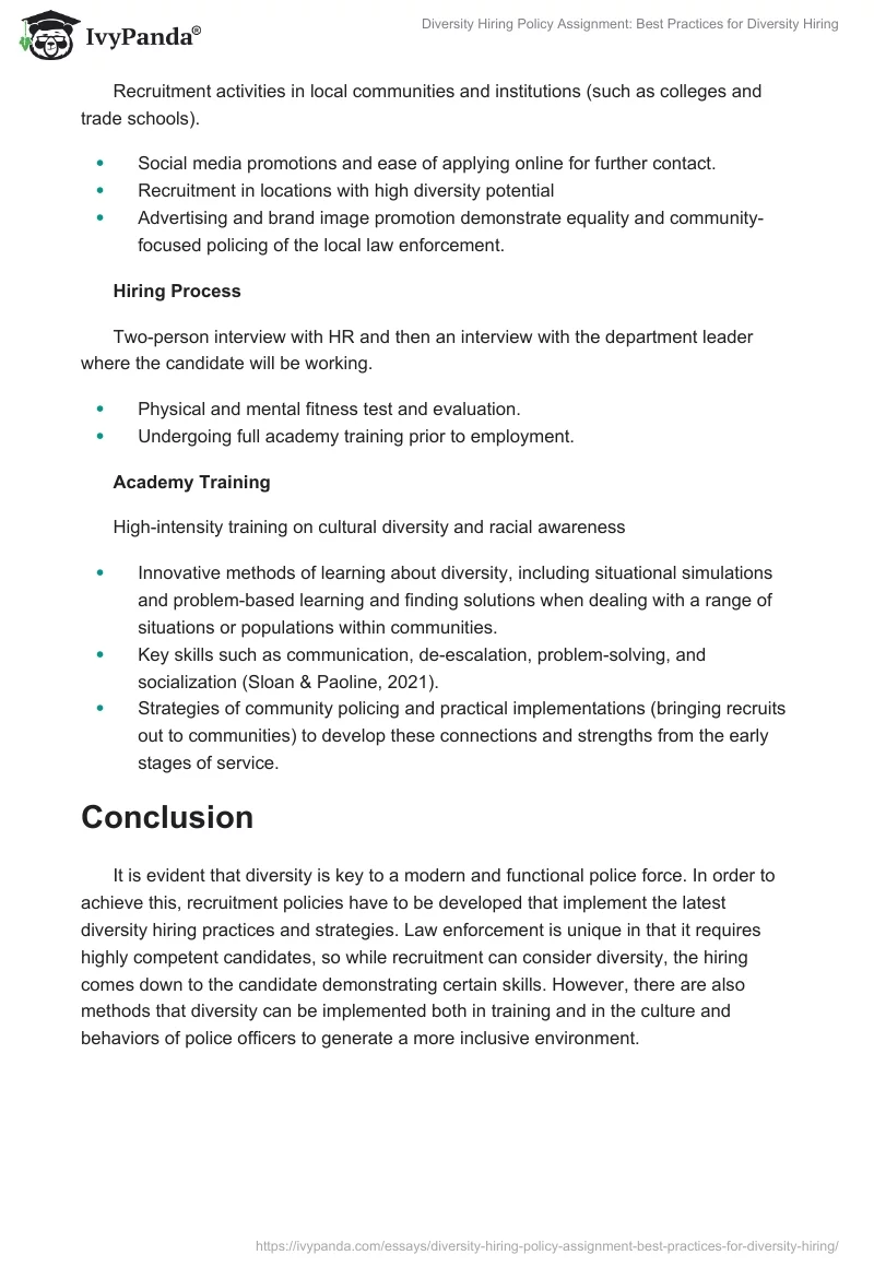 Diversity Hiring Policy Assignment: Best Practices for Diversity Hiring. Page 3