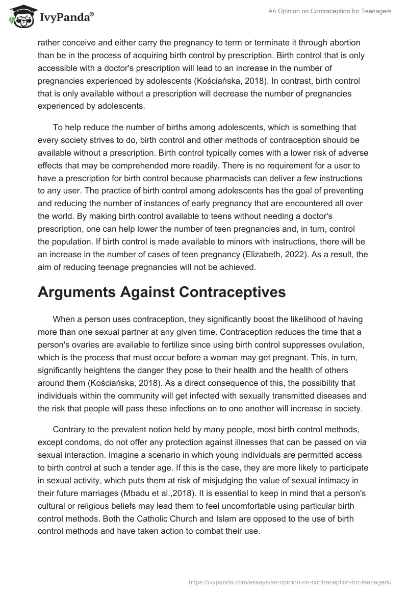An Opinion on Contraception for Teenagers. Page 3