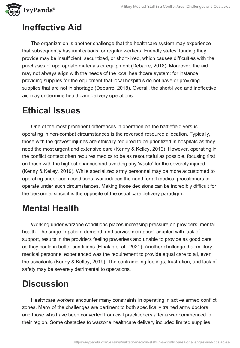 Military Medical Staff in a Conflict Area: Challenges and Obstacles. Page 4