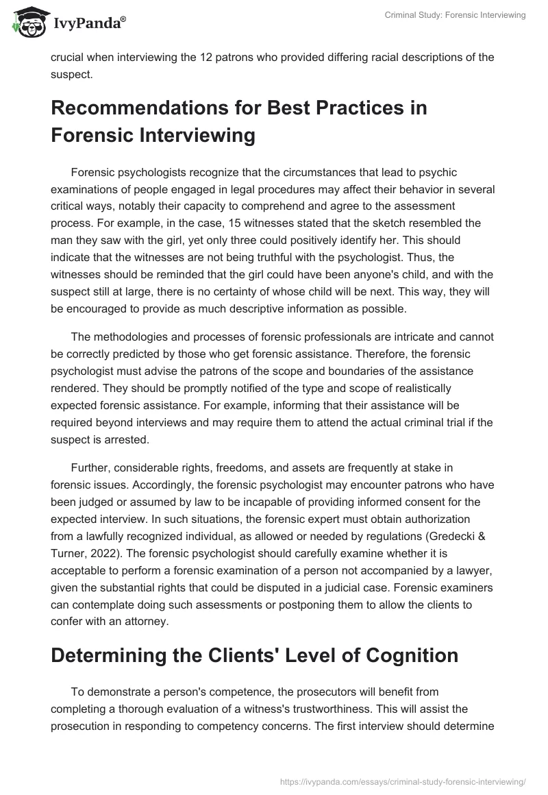 Criminal Study: Forensic Interviewing. Page 3