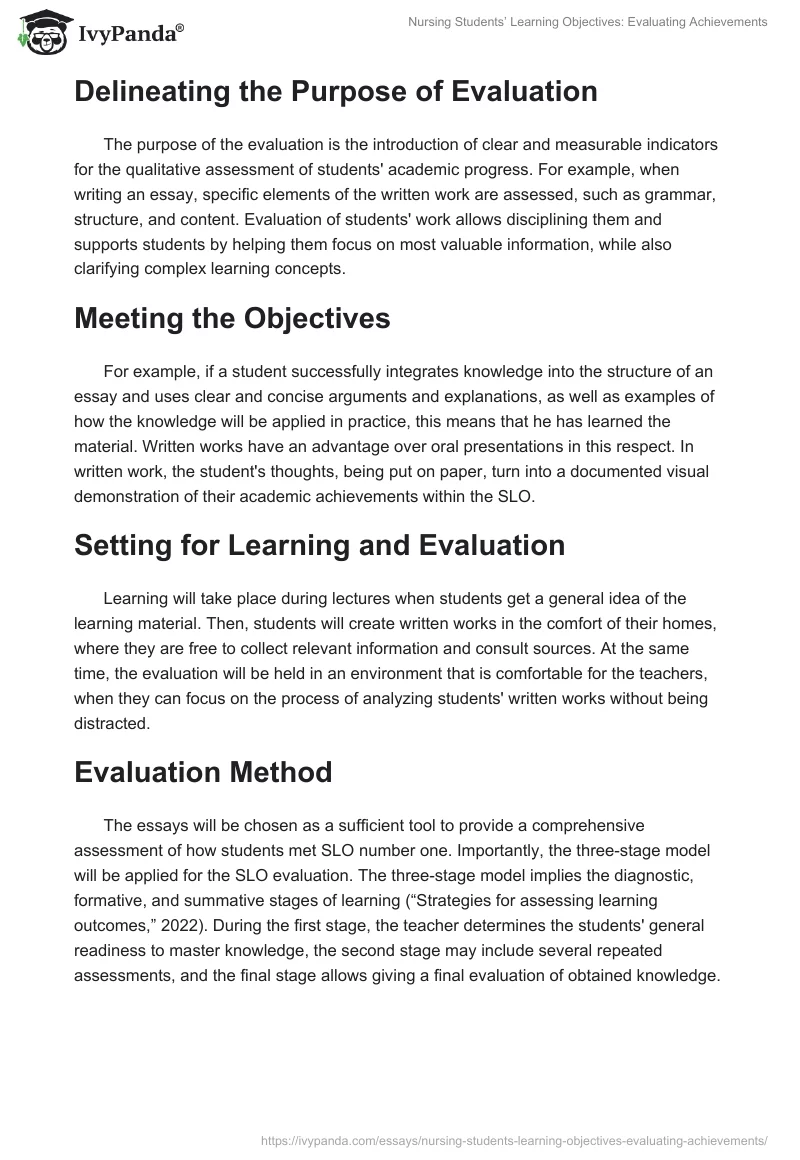 Nursing Students’ Learning Objectives: Evaluating Achievements. Page 2
