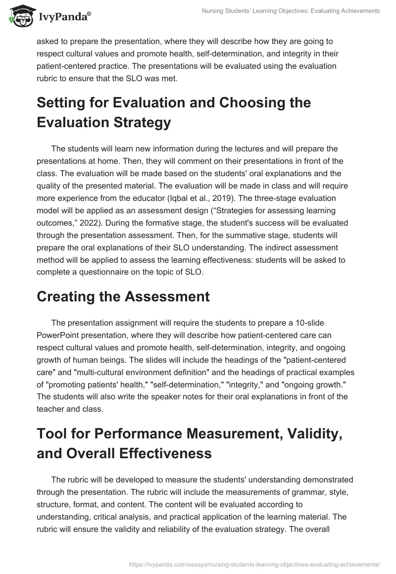 Nursing Students’ Learning Objectives: Evaluating Achievements. Page 4