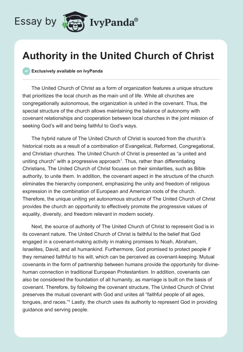 Authority in the United Church of Christ. Page 1
