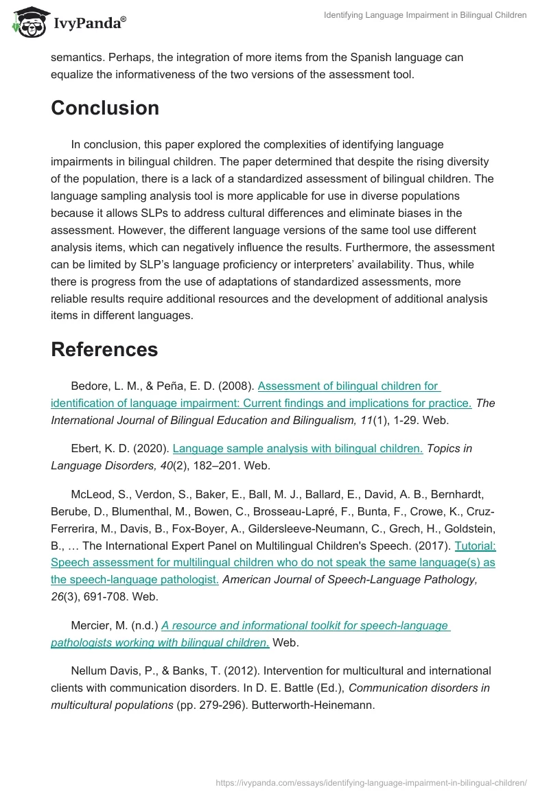 Identifying Language Impairment in Bilingual Children. Page 3