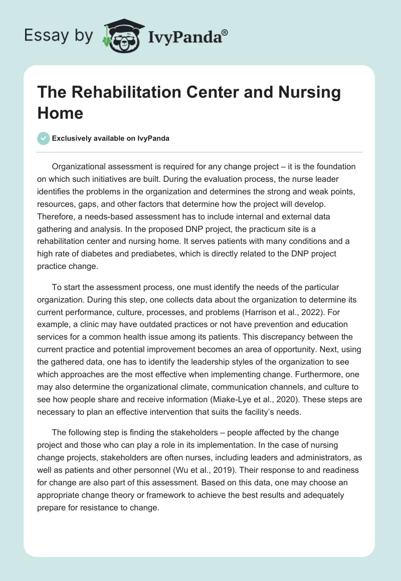 The Rehabilitation Center and Nursing Home. Page 1