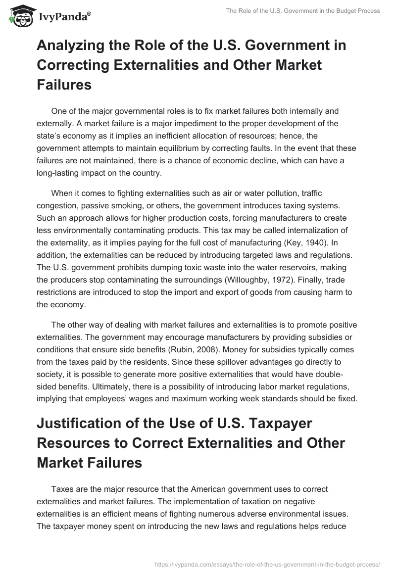 The Role of the U.S. Government in the Budget Process. Page 2