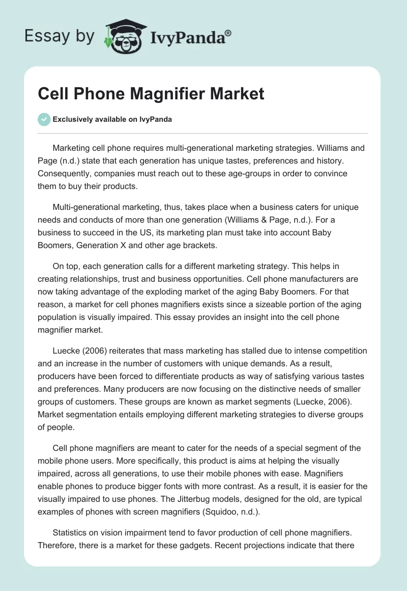 Cell Phone Magnifier Market. Page 1