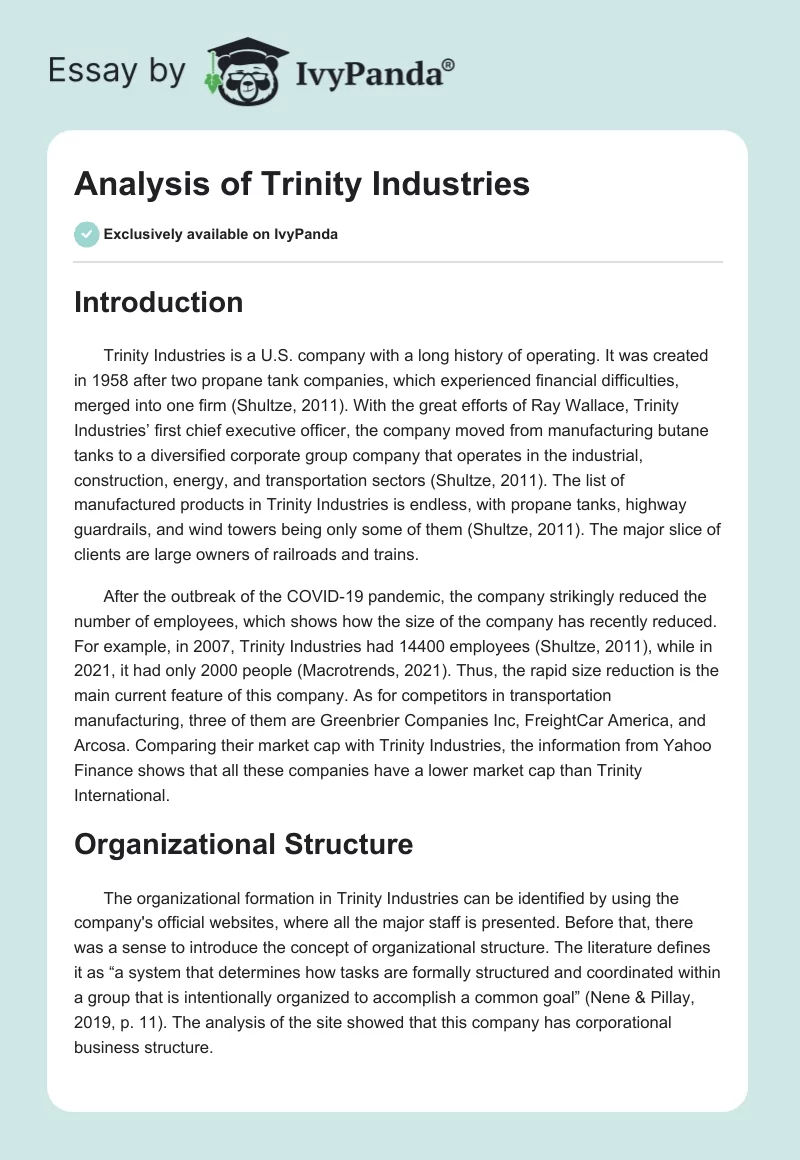 Analysis of Trinity Industries. Page 1