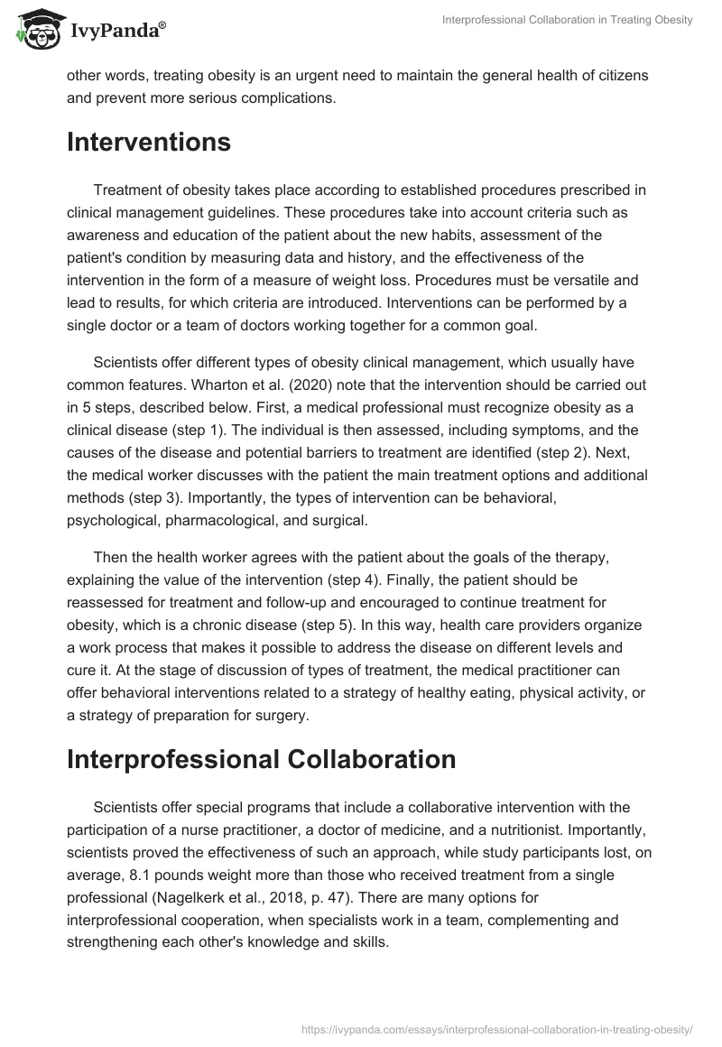 Interprofessional Collaboration in Treating Obesity. Page 2