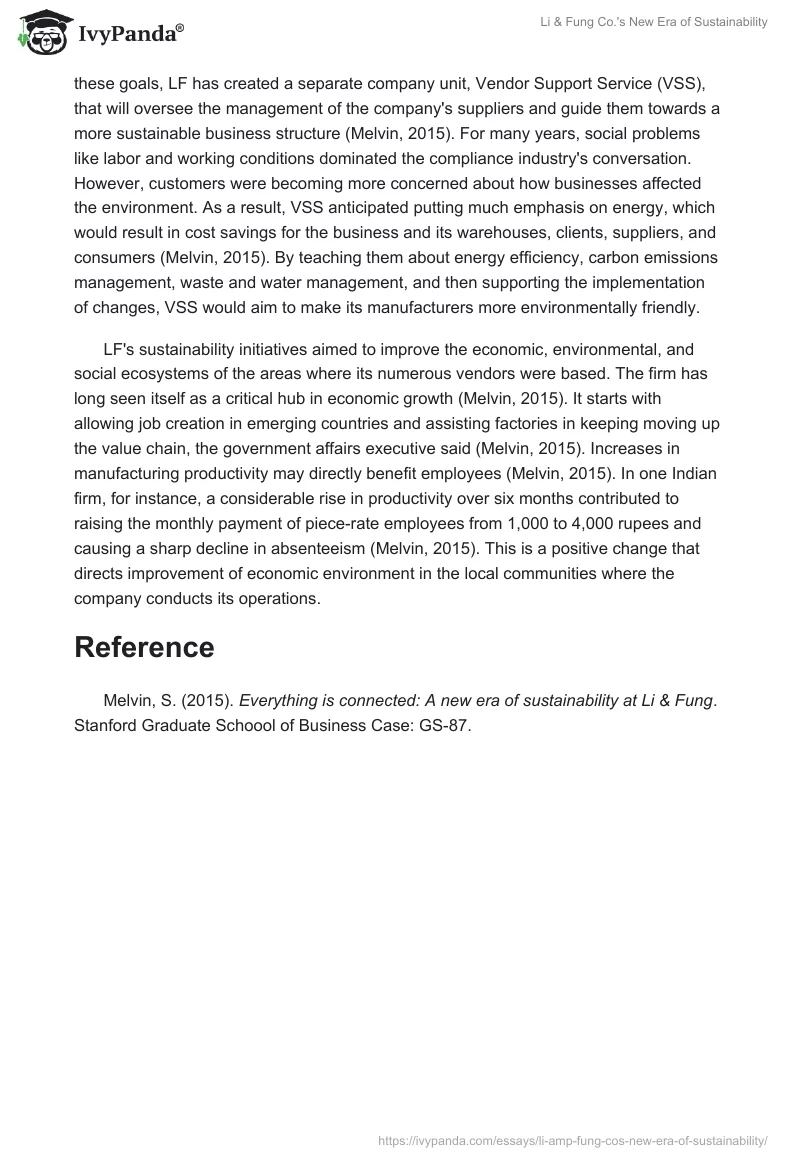 Li & Fung Co.’s New Era of Sustainability. Page 2