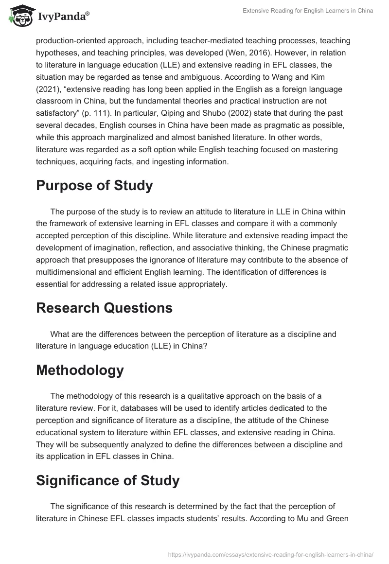 Extensive Reading for English Learners in China. Page 2