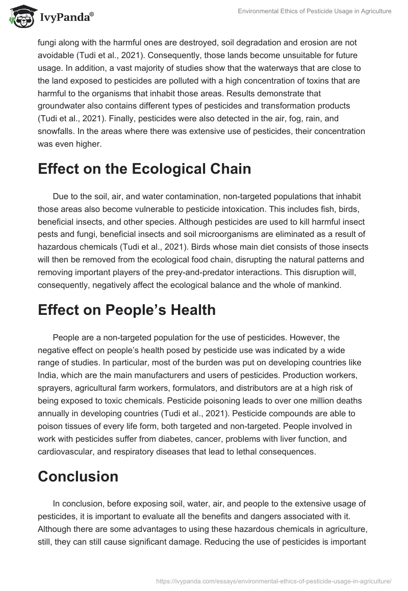 Environmental Ethics of Pesticide Usage in Agriculture. Page 2