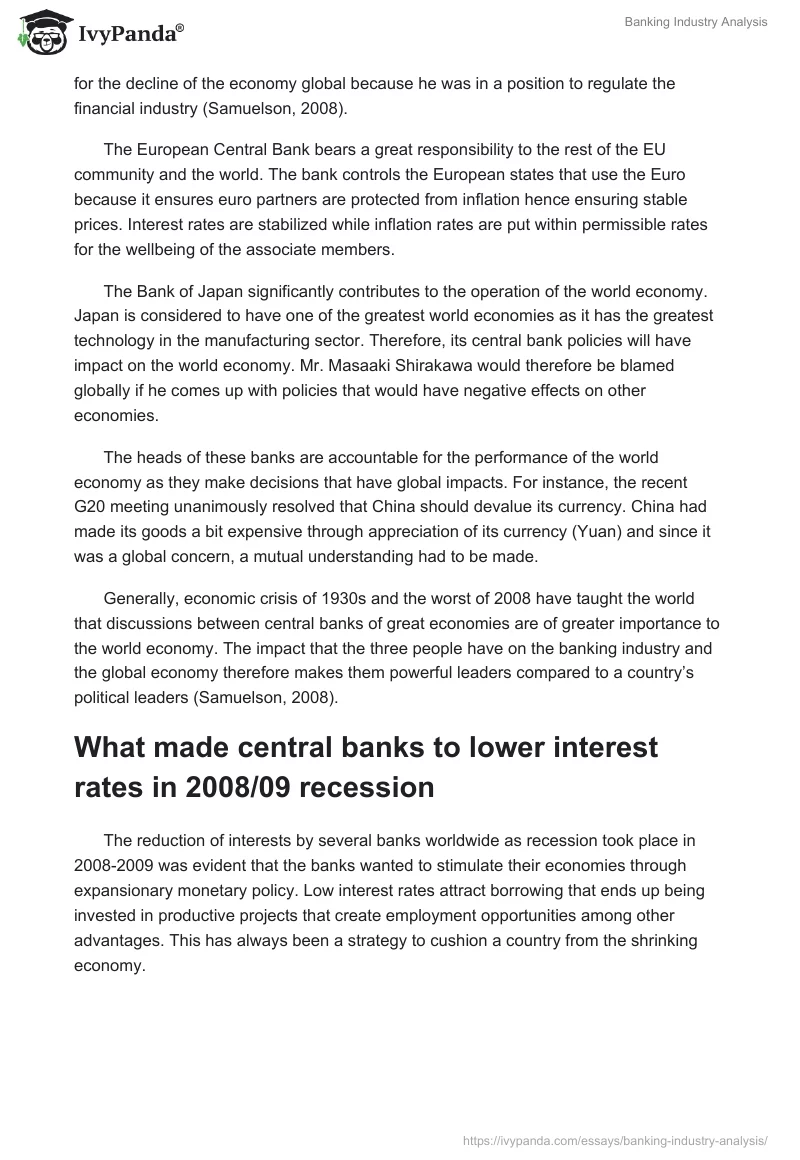 Banking Industry Analysis. Page 2