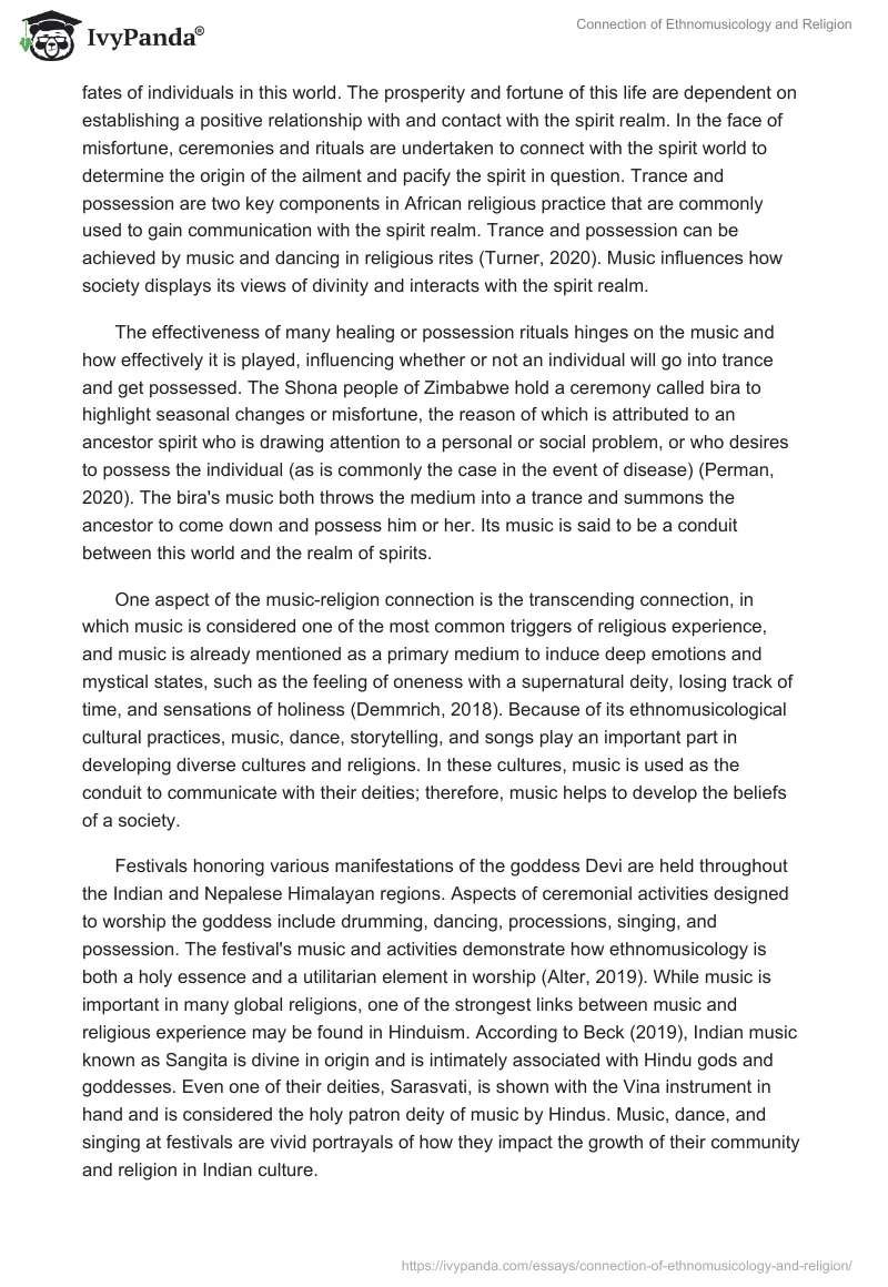 Connection of Ethnomusicology and Religion. Page 2