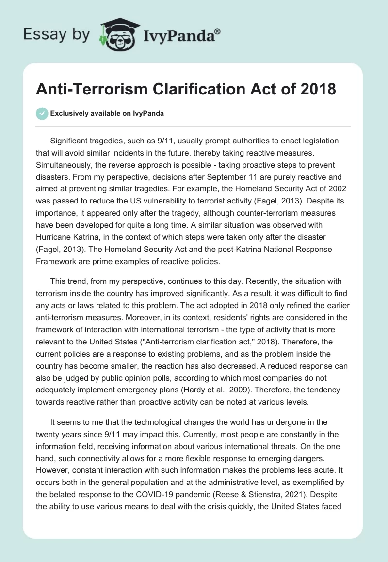 Anti-Terrorism Clarification Act of 2018. Page 1