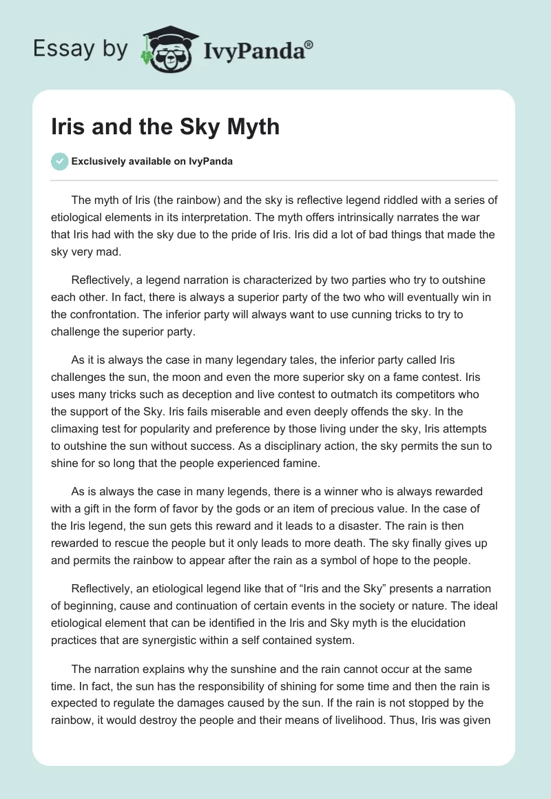 Iris and the Sky Myth. Page 1